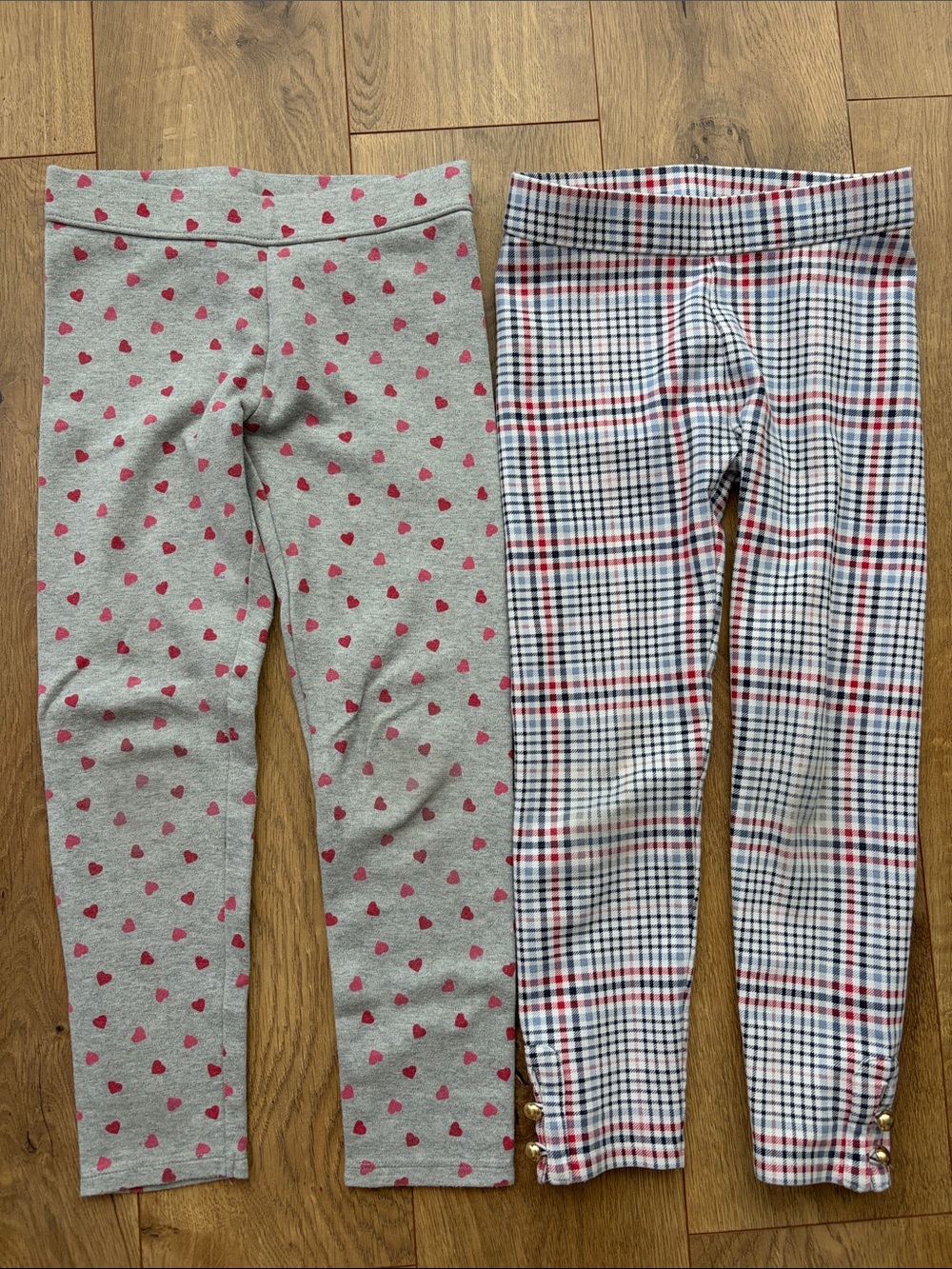 Janie and Jack Kids Heart Print & Plaid Leggings Duo -